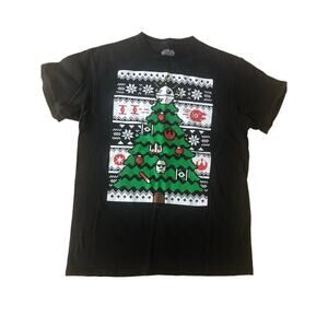 STAR WARS TIE FIGHTER DEATH STAR‎ CHRISTMAS TREE T-Shirt Black Size M